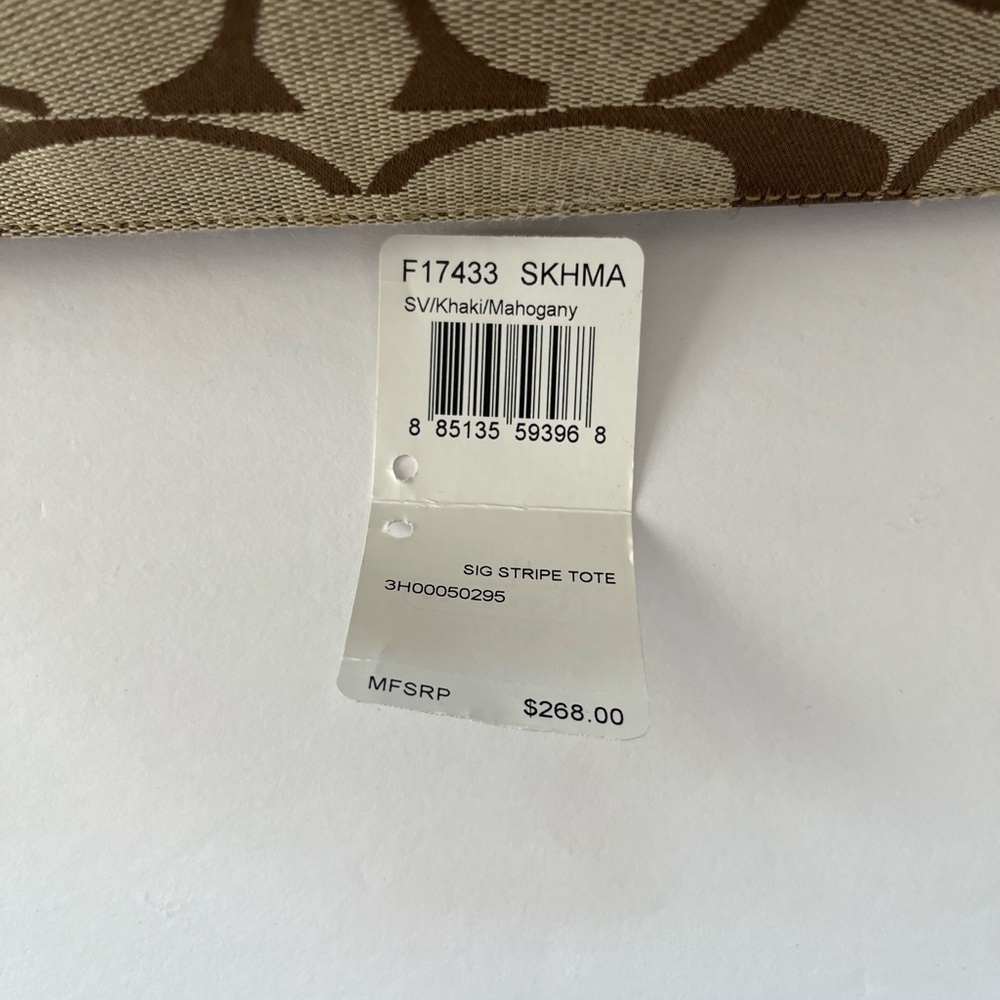 Coach Brown Sig Stripe Tote - Picture 10 of 10